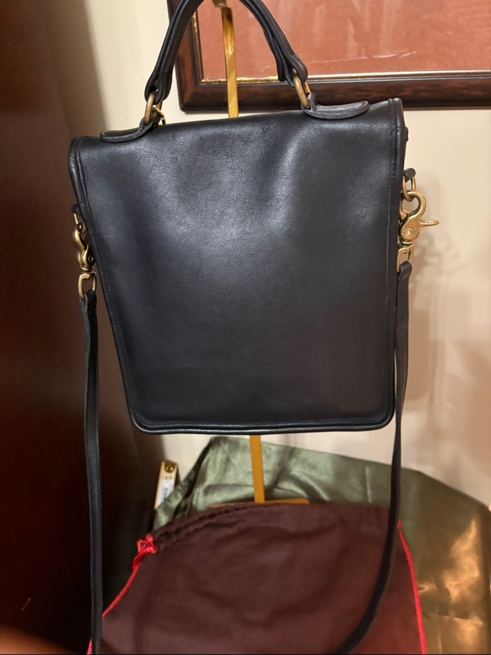 Vintage Coach Station Bag 5130 Black leather turnlock top handle crossbody USA - Picture 7 of 16